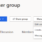 Edit user group selection from the Manage group menu
