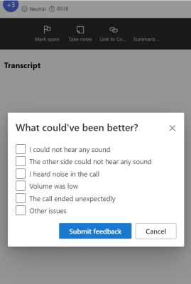 Survey Questions about Call Quality