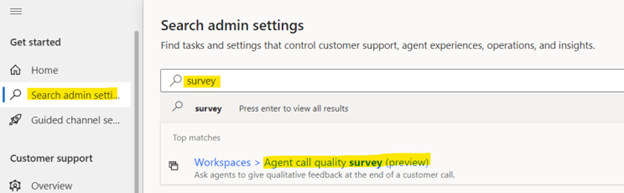 Search a survey feature in Admin settings of CSAC app